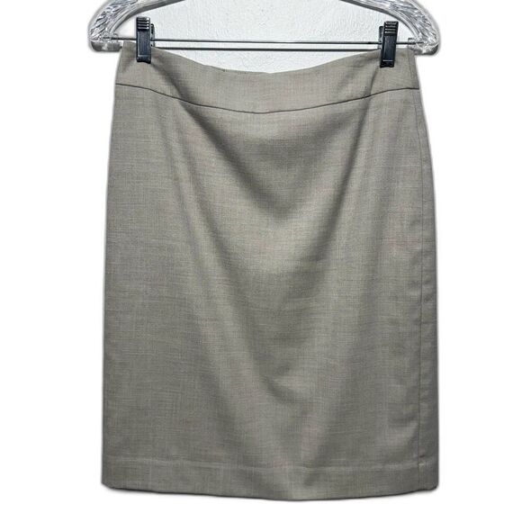 Ann Taylor Pencil Skirt Gray Beige Work Dress Business Old Money Women sz 2 - Picture 1 of 7